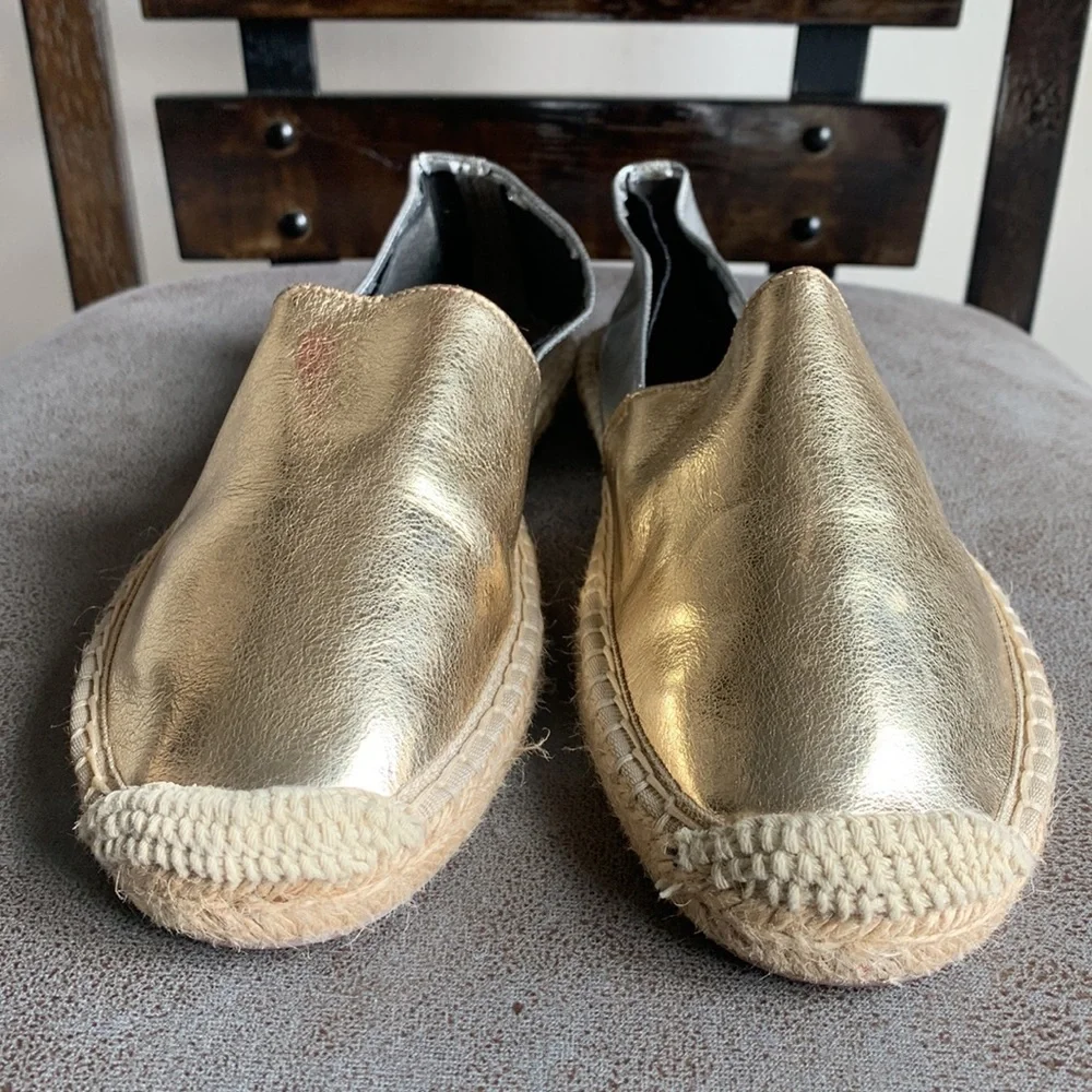 Rebecca Minkoff Gavin Gold Silver Espadrilles Sz 6.5